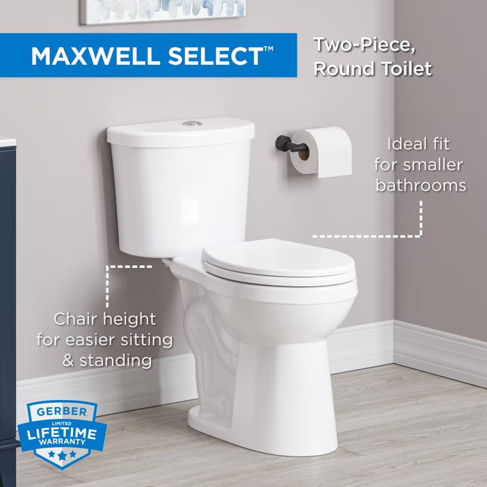 Maxwell Select™ Chair Height Dual Flush 1.0/1.28 gpf 12" Rough-In Two-Piece Round Toilet
