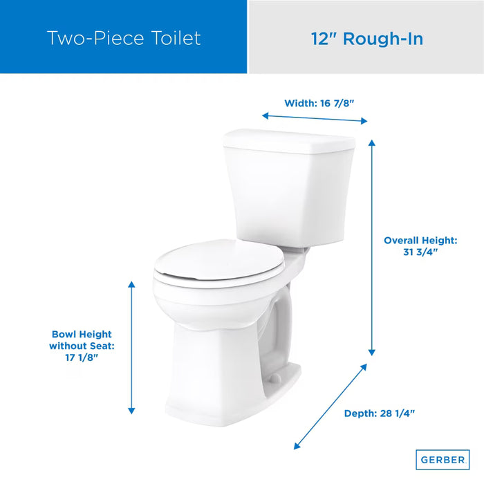 Avalanche® 1.28 gpf 12” Rough-In Two-Piece Round Front ErgoHeight™ Toilet