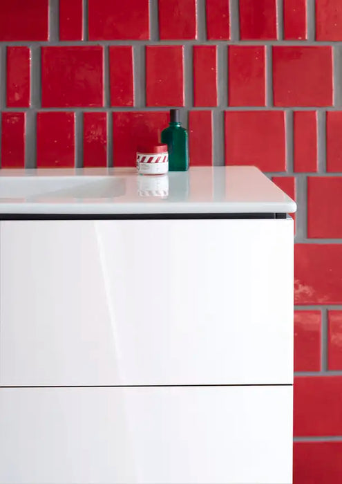 Duravit-ME by Starck Wall Mounted Sink  40 1/2 " x 19 1/4 ", with Overflow, 3 x Faucet hole, Ground, White High Gloss