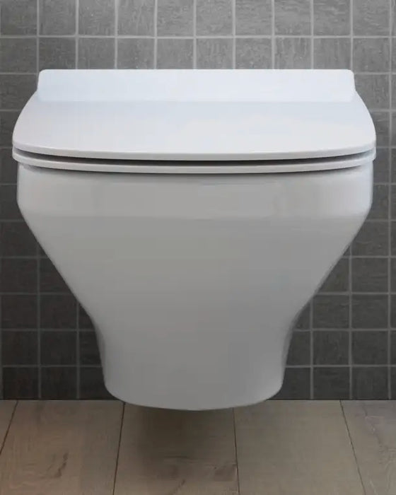 DuraStyle toilet set wall-mounted  0.8/1.6 GPF, with Slow Close, White High Gloss