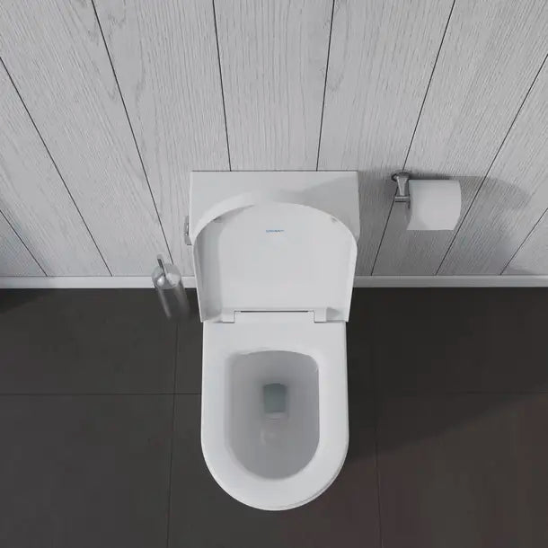 Duravit-ME by Starck One Piece Toilet Rimless Elongated  1.28/1.28 GPF, Trip lever placement: Left, White High Gloss