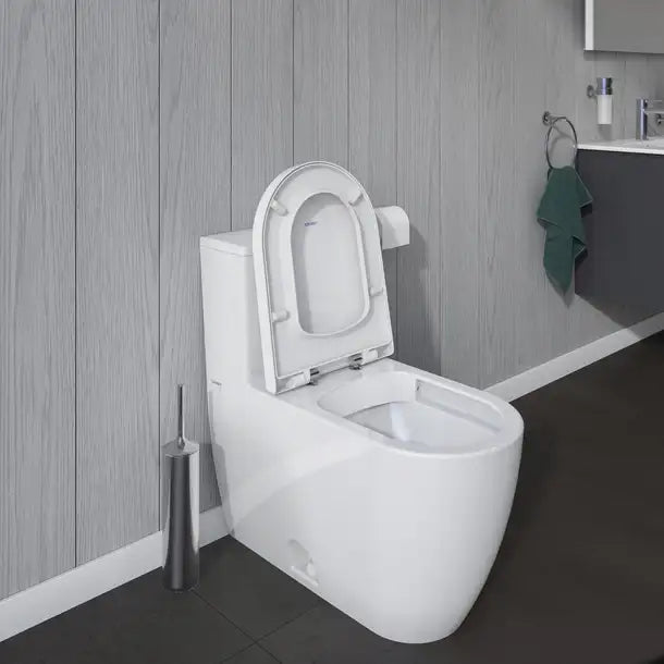 Duravit-ME by Starck One Piece Toilet, Rimless  0.92/1.32 GPF, with Slow Close, Removable Seat, Trip lever placement: Top center
