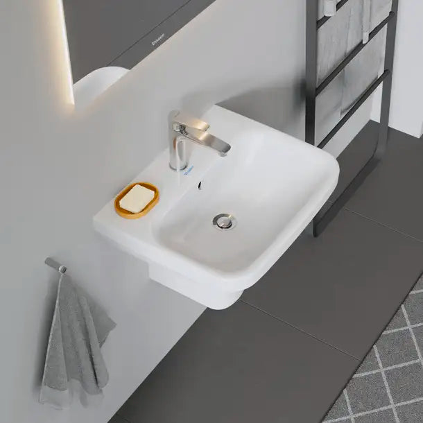 Duravit-DuraStyle Wall Mounted Sink  21 5/8 " x 17 3/8 ", with Overflow, 1 x Faucet hole, White High Gloss