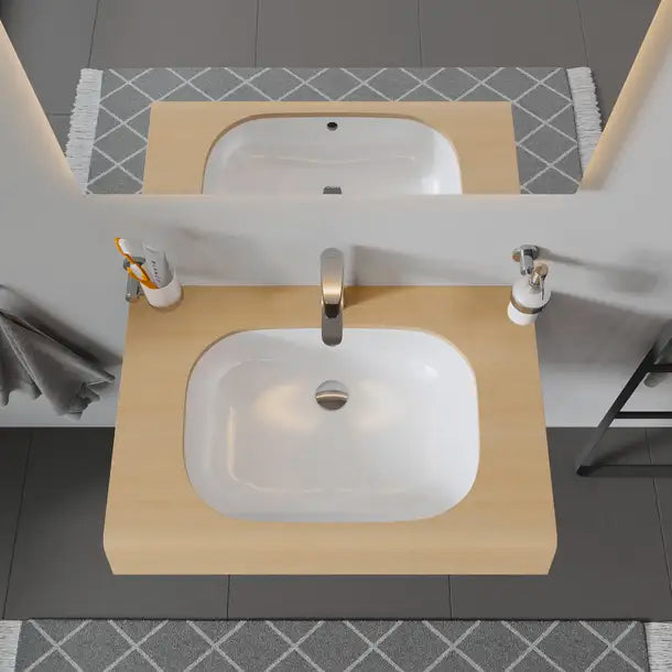 Duravit D-Code Undermount Sink  23 1/4 " x 17 7/8 ", with Overflow, without Faucet hole, White High Gloss