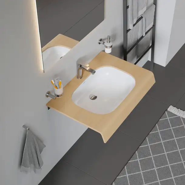 Duravit D-Code Undermount Sink  23 1/4 " x 17 7/8 ", with Overflow, without Faucet hole, White High Gloss