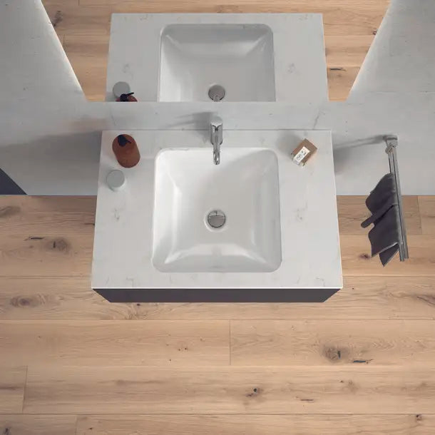 Starck 3 Undermount Sink  18 x 18 1/4 ", with Overflow, without Faucet hole, White High Gloss