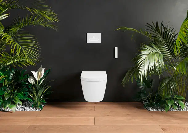 ME by Starck Wall Mounted Toilet Rimless  0.8/1.28 GPF, HygieneGlaze, White High Gloss