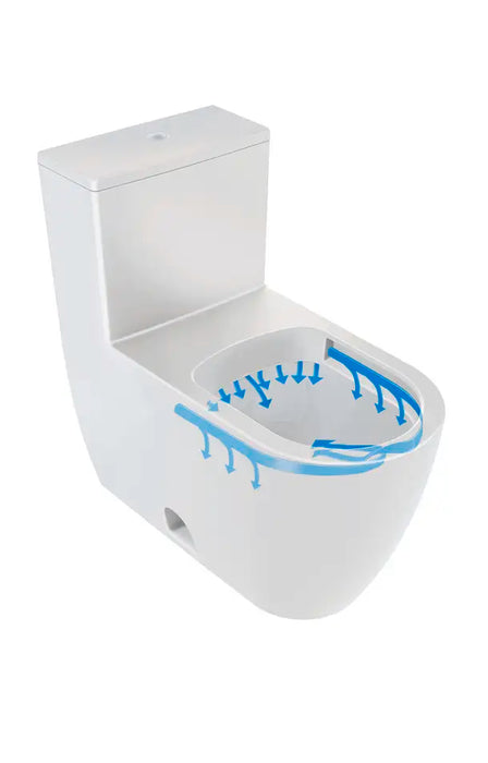 Duravit-ME by Starck One Piece Toilet Rimless Elongated  0.92/1.32 GPF, Trip lever placement: Top center, White High Gloss