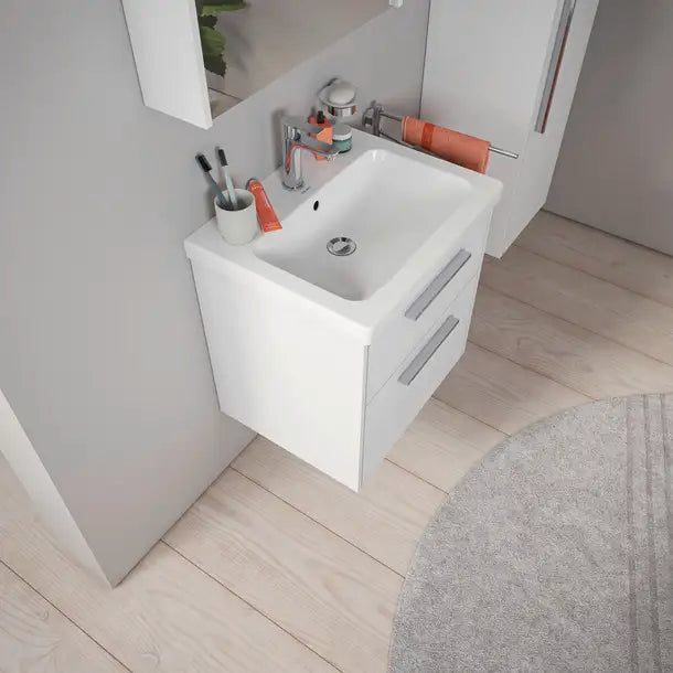 D-Code Wall Mounted Sink  25 5/8 " x 18 7/8 ", with Overflow, 1 x Faucet hole, White High Gloss