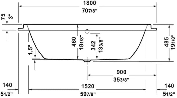Duravit- Balcoon Built-in bathtub  70 7/8 " x 31 1/2 ", White Gloss #700679000000000