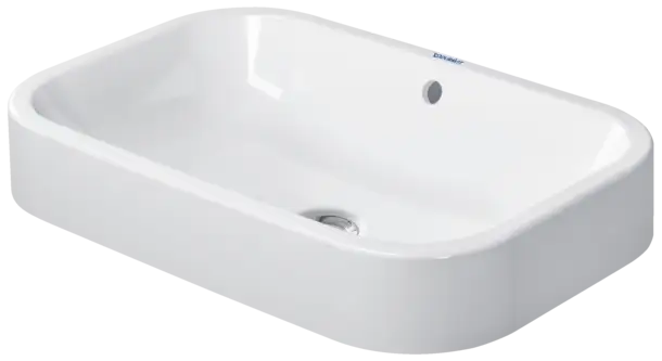 Happy D.2 Vessel Sink  23 5/8 " x 15 3/4 ", with Overflow, without Faucet hole, Ground, White High Gloss