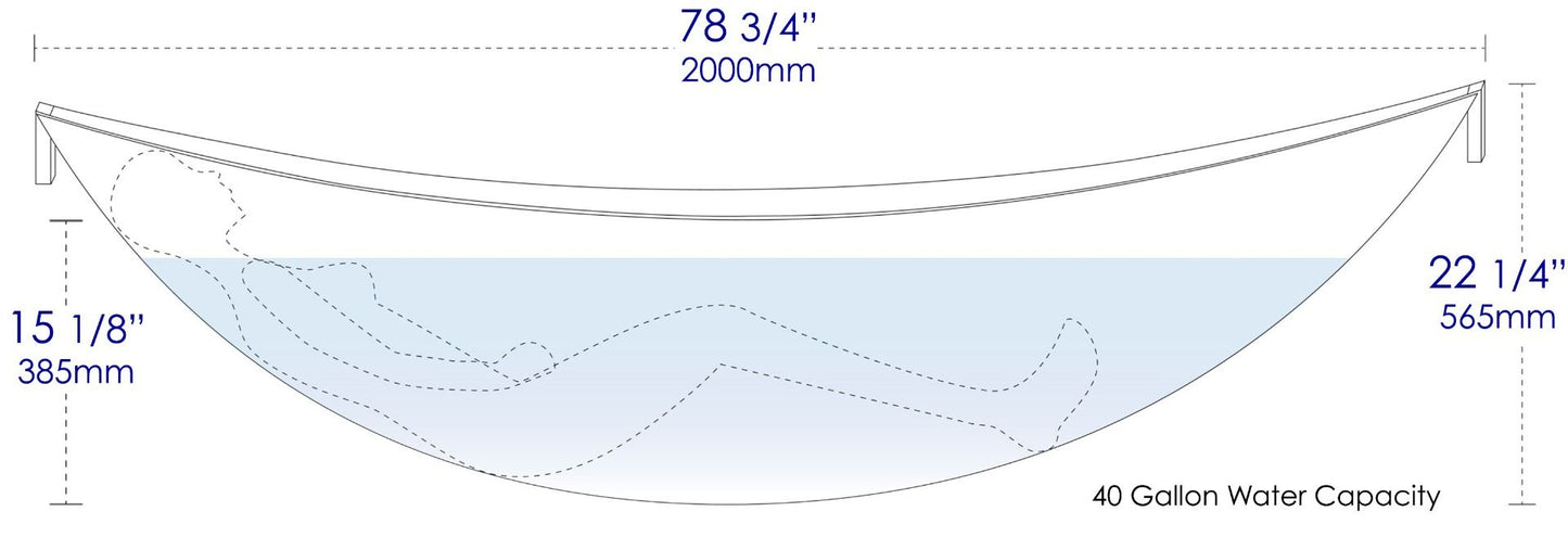 ALFI brand HammockTub1-WM 79" Acrylic Suspended Wall Mounted Hammock Bathtub