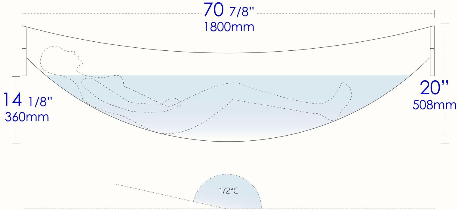 ALFI brand HammockTub2-BM Black Matte 71" Solid Surface Resin Suspended Wall Mounted Hammock Bathtub