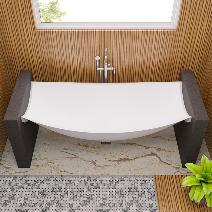ALFI brand HammockTub2-WM White Matte 71" Solid Surface Resin Suspended Wall Mounted Hammock Bathtub