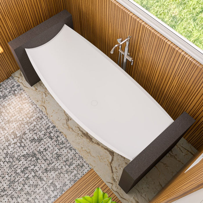 ALFI brand HammockTub2-WM White Matte 71" Solid Surface Resin Suspended Wall Mounted Hammock Bathtub