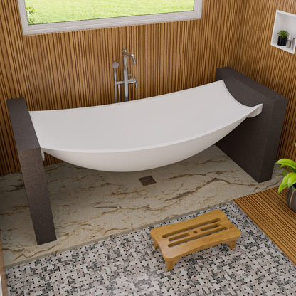 ALFI brand HammockTub2-WM White Matte 71" Solid Surface Resin Suspended Wall Mounted Hammock Bathtub
