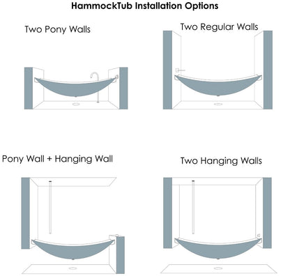 ALFI brand HammockTub2-WM White Matte 71" Solid Surface Resin Suspended Wall Mounted Hammock Bathtub