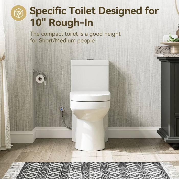 HOROW Small Toilet 1.28 GPF 10 Inch Rough In Toilet Model 8733-10