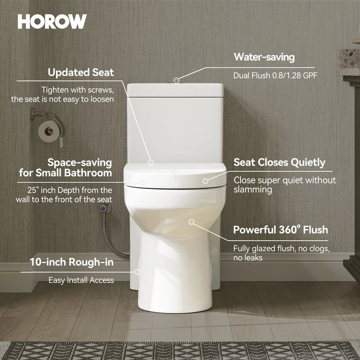 HOROW Small Toilet 1.28 GPF 10 Inch Rough In Toilet Model 8733-10