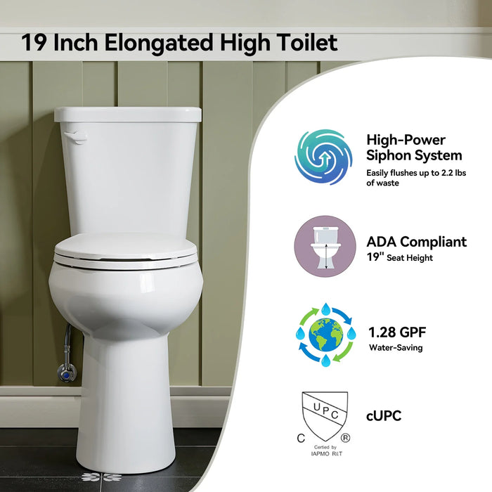 2 Piece Toilet with Elongated Bowl and Single Flush Model HWTT - E02S