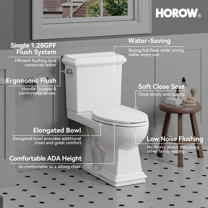 2-Piece Toilet HWTT-E04S – Single Flush with Elongated Bowl