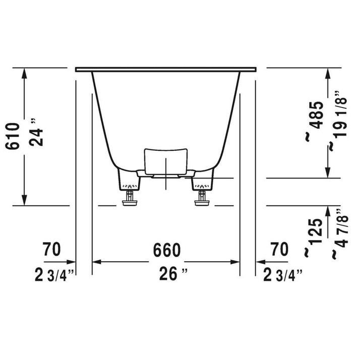 Duravit - DuraSquare Rectangular Drop In Bathtub in White Solid Surface