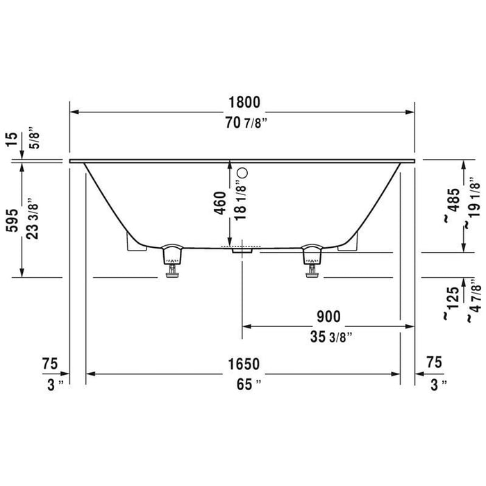 Duravit - DuraSquare Rectangular Drop In Bathtub in White Solid Surface