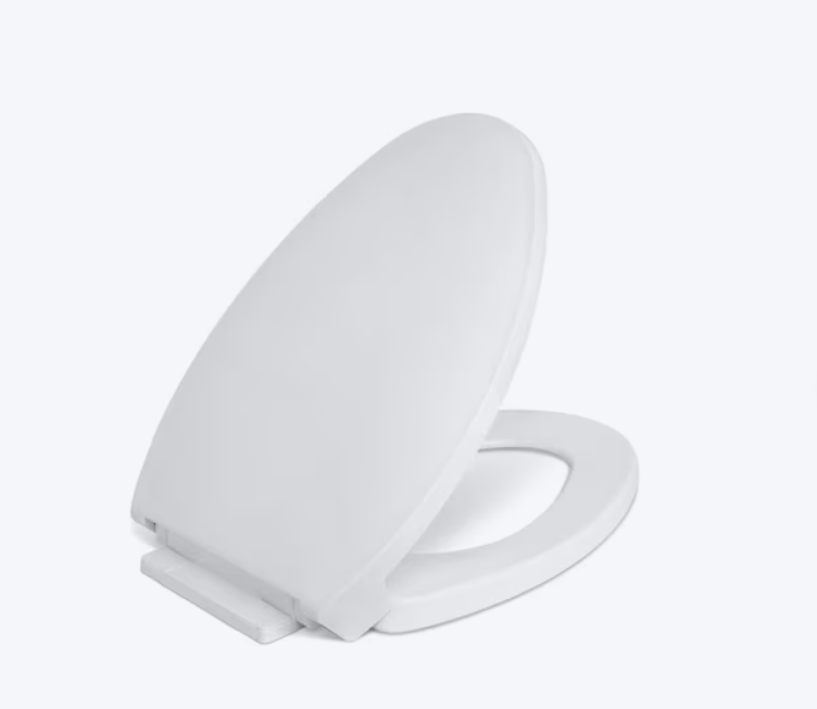 Toilet Seat 1700SC Elongated Closed Front Toilet Seat with Slow-Close Chrome Hinges – White