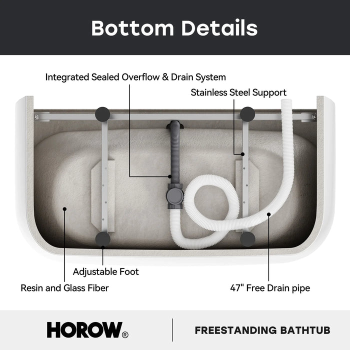 59 Inch Acrylic Back to Wall Tub with Faucet and Shower Head Model SU59-MB