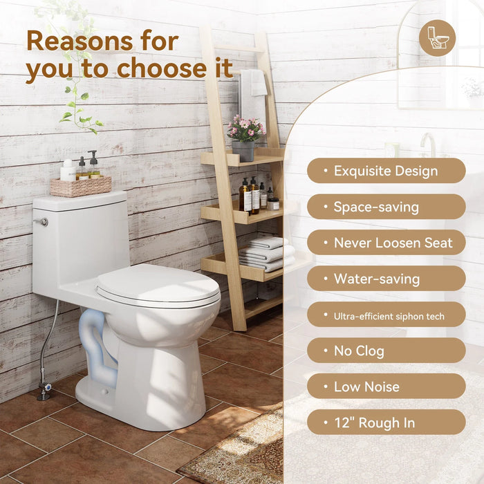 Single Flush Toilet with ADA Seat Height for 12 Inch Rough In Model T0352W