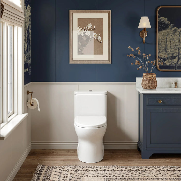 HOROW Dual Flush One Piece Toilet with Built in Child Seat and Rimless Bowl Model T0356W