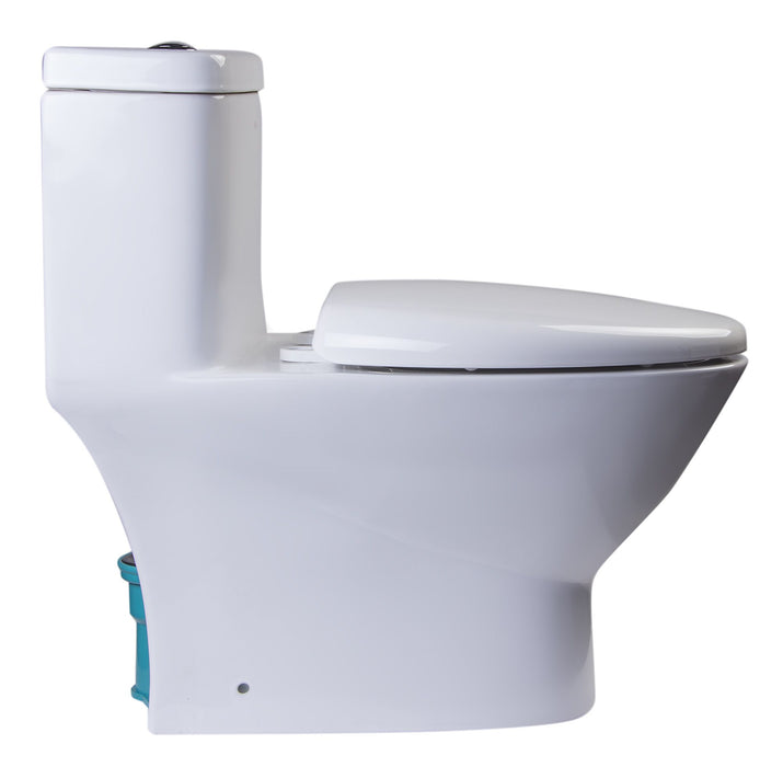 EAGO TB346 Elongated One Piece Dual Flush High Efficiency Low Flush White Toilet