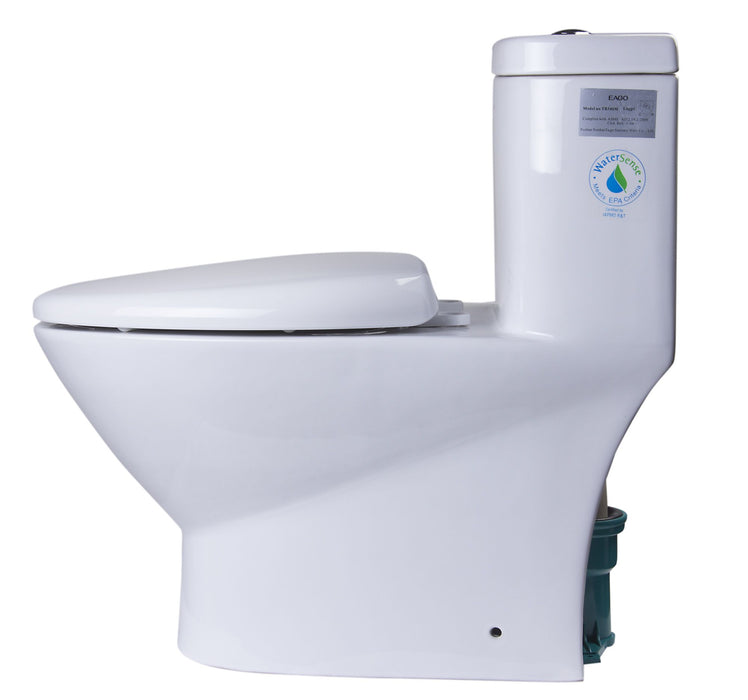 EAGO TB346 Elongated One Piece Dual Flush High Efficiency Low Flush White Toilet