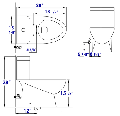 EAGO TB346 Elongated One Piece Dual Flush High Efficiency Low Flush White Toilet