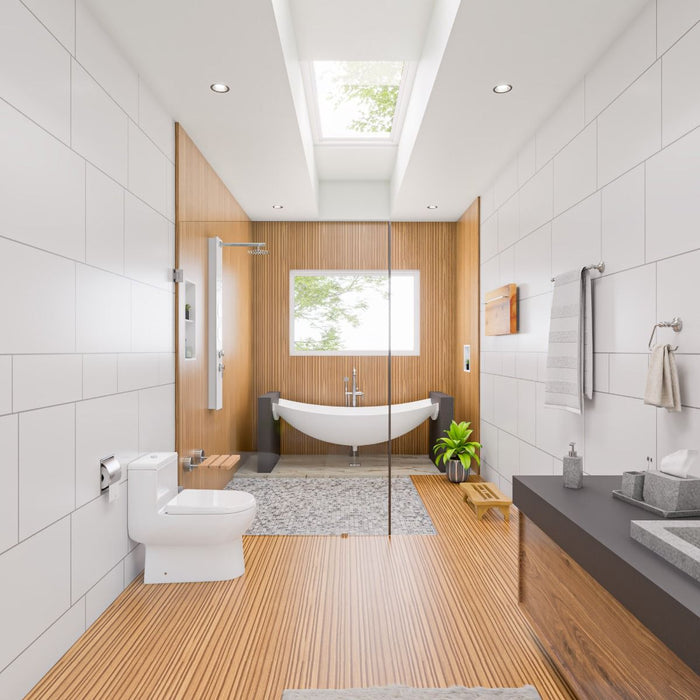 EAGO TB351 One Piece Dual Flush High Efficiency Low Flush White Toilet