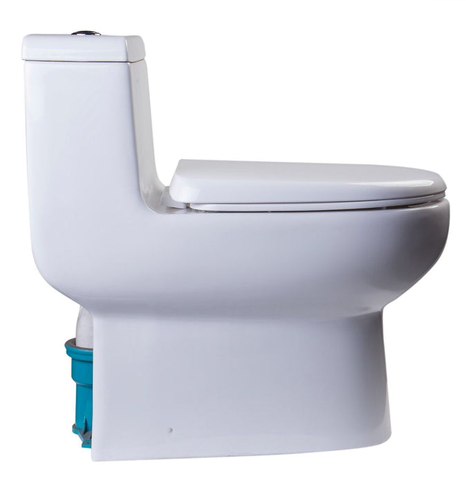 EAGO TB351 One Piece Dual Flush High Efficiency Low Flush White Toilet