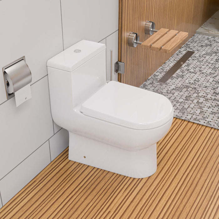 EAGO TB351 One Piece Dual Flush High Efficiency Low Flush White Toilet
