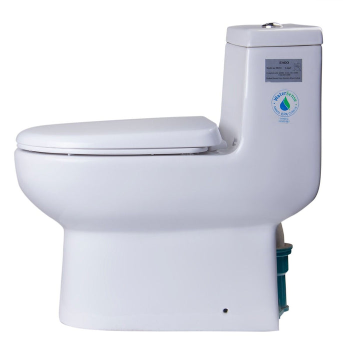 EAGO TB351 One Piece Dual Flush High Efficiency Low Flush White Toilet