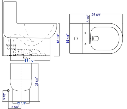 EAGO TB351 One Piece Dual Flush High Efficiency Low Flush White Toilet