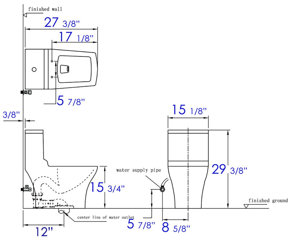 EAGO TB356 White Dual Flush High Efficiency Low Flush Eco-Friendly Toilet