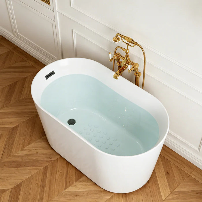 HOROW TU47-MBN-A 47 Inches Acrylic Freestanding Tub with Black Hardware