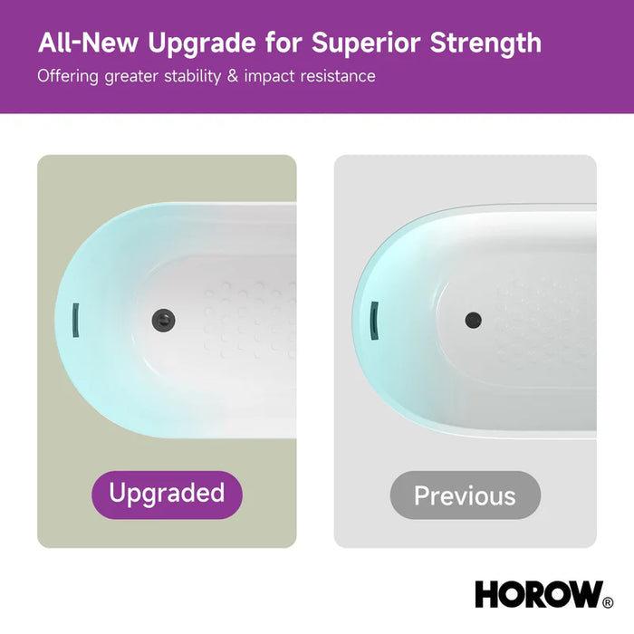 HOROW TU47-MBN-A 47 Inches Acrylic Freestanding Tub with Black Hardware