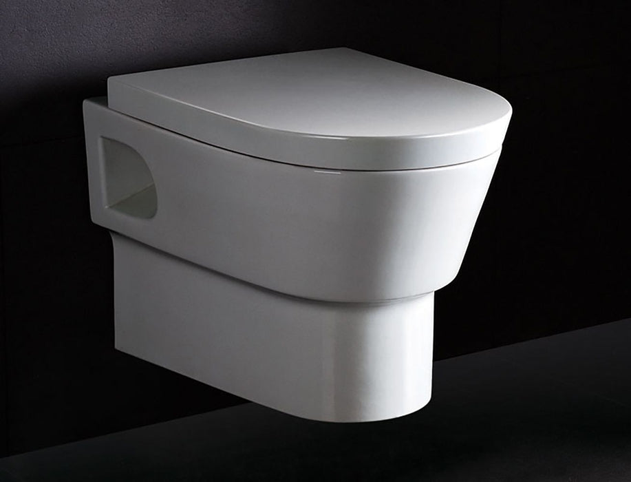 EAGO WD332 Modern Wall Mounted Dual Flush White Ceramic Toilet Bowl