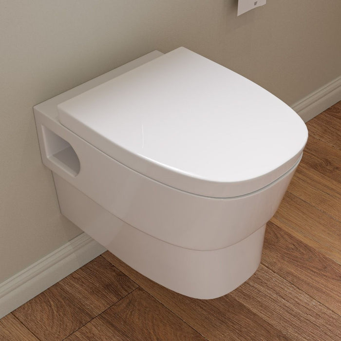 EAGO WD332 Modern Wall Mounted Dual Flush White Ceramic Toilet Bowl