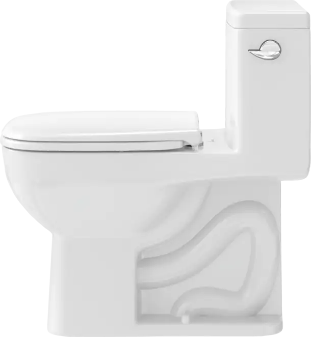 Duravit D-Code One Piece Toilet Elongated  1.28/1.28 GPF, Trip lever placement: Right, Barrier free, White High Gloss
