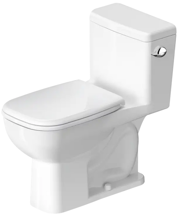 Duravit D-Code One Piece Toilet Elongated  1.28/1.28 GPF, Trip lever placement: Right, Barrier free, White High Gloss