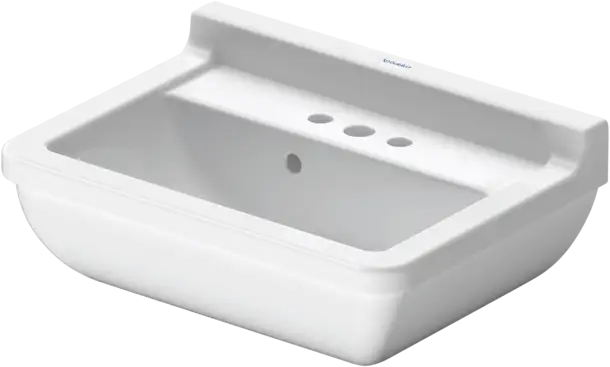 Starck 3 Wall Mounted Sink  19 5/8 " x 14 1/8 ", with Overflow, 3 x Faucet hole, White High Gloss