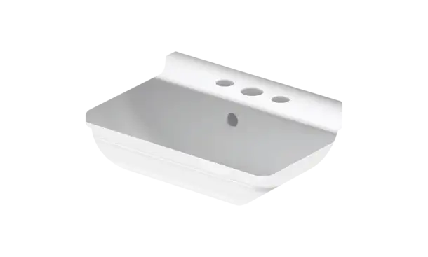 Starck 3 Wall Mounted Sink  21 5/8 " x 16 7/8 ", with Overflow, 3 x Faucet hole, White High Gloss
