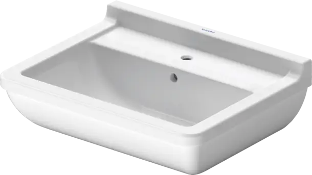 Starck 3 Wall Mounted Sink  21 5/8 " x 16 7/8 ", with Overflow, 3 x Faucet hole, White High Gloss