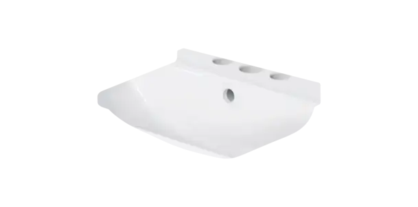 Starck 3 Wall Mounted Sink  23 5/8 " x 17 3/4 ", with Overflow, 3 x Faucet hole, White High Gloss